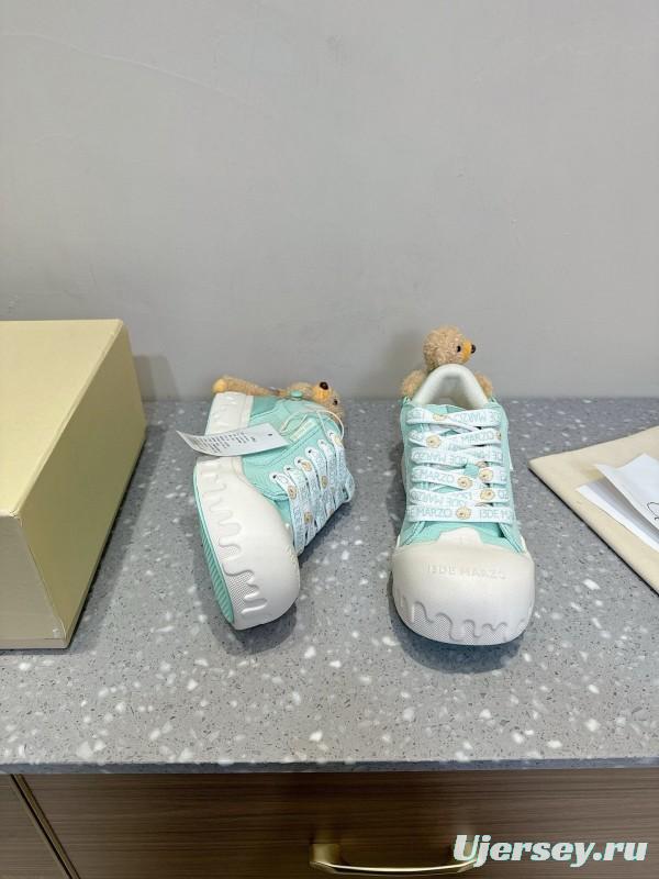 2025 Women 13DE MARZO Light Blue White Canvas Leather Casual Shoe KFY00280