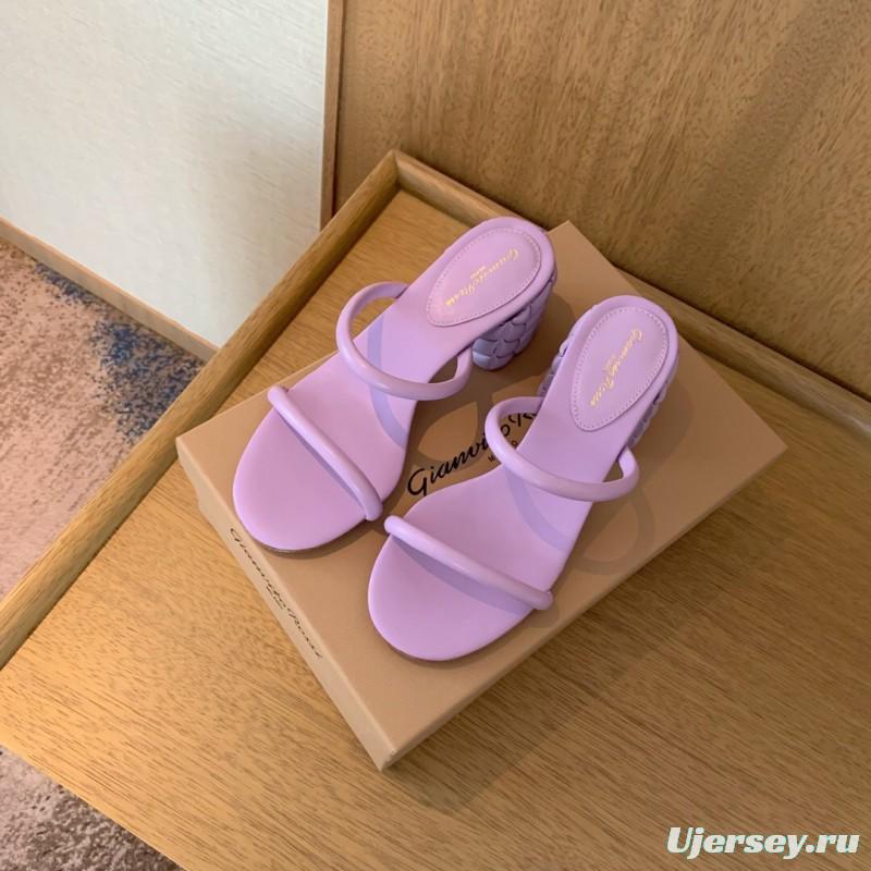 2025 Women Gianvito Rossi Purple Leather Slippers