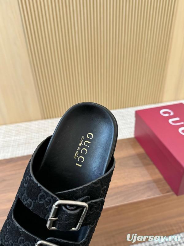 2025 Women Gucci Black Suede Leather Sandals LY00260