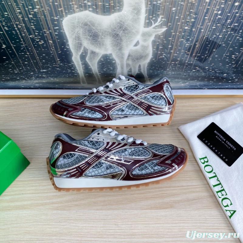 2025 Unisex Bottega Veneta BV Orbit Grey Brown Mesh Runner Sneakers LY00310