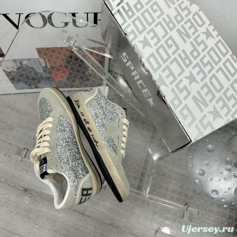 2024 Unisex GGDB Silver Grey Suede Glitter Low Top Sneakers MJ00260