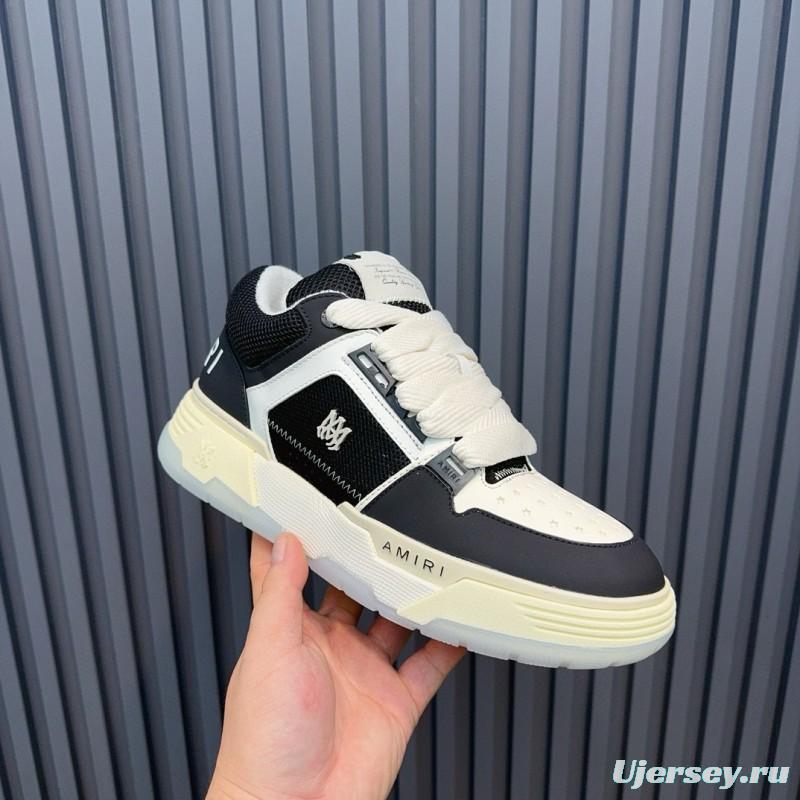 2024 Unisex Amiri Black White Leather Sneakers MJ00360