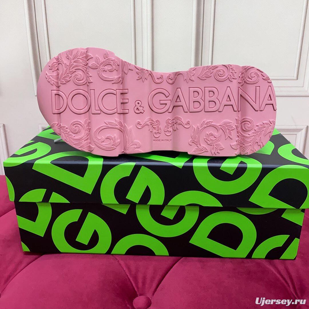 2025 Women Dolce & Gabbana White Pink Mesh Sneakers LY00330(F)