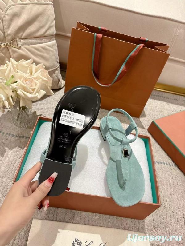 2025 Women LP Light Blue Suede Sandals LY00250