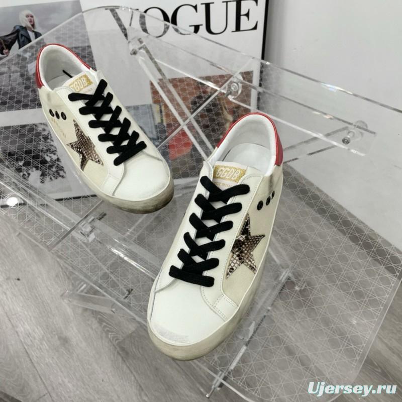 2025 Women GGDB White Red Leather Star Sneakers
