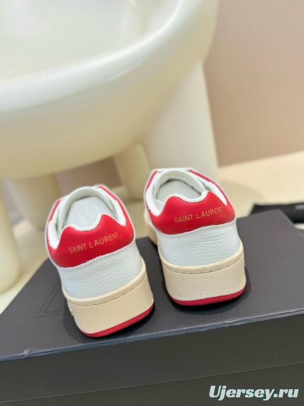 2024 Unisex Yves Saint Laurent White Red Leather Casual SL61 MJ00350