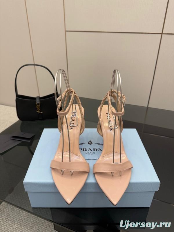 2025 Women Prada Nude Leather Sandals
