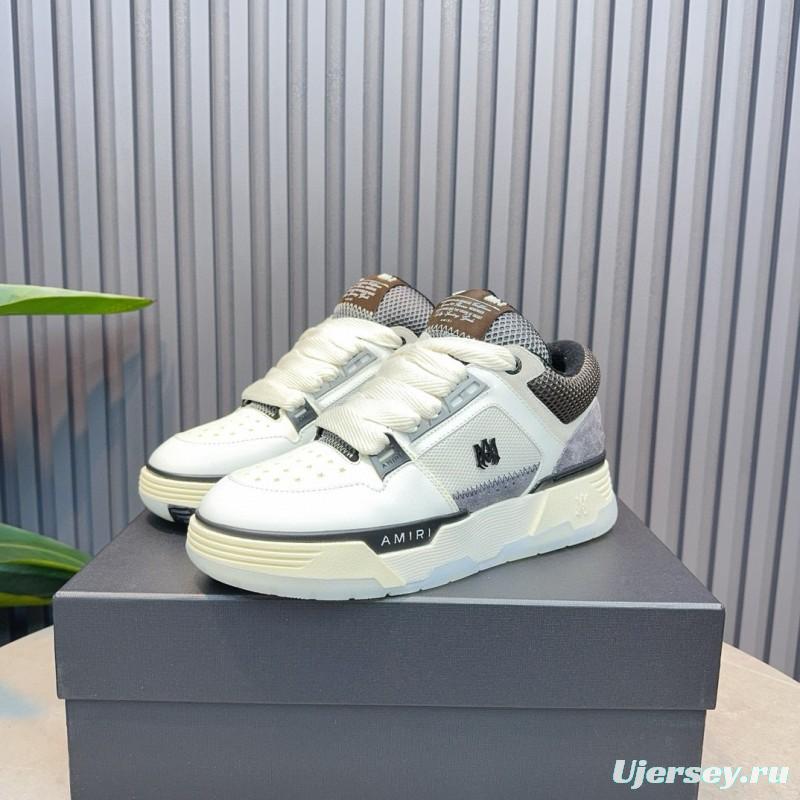 2024 Unisex Amiri White Grey Mesh Suede Sneakers MJ00360