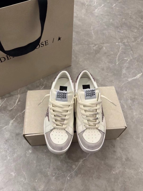 2024 Unisex GGDB White Pink Glitter Leather Suede Low Top Sneakers