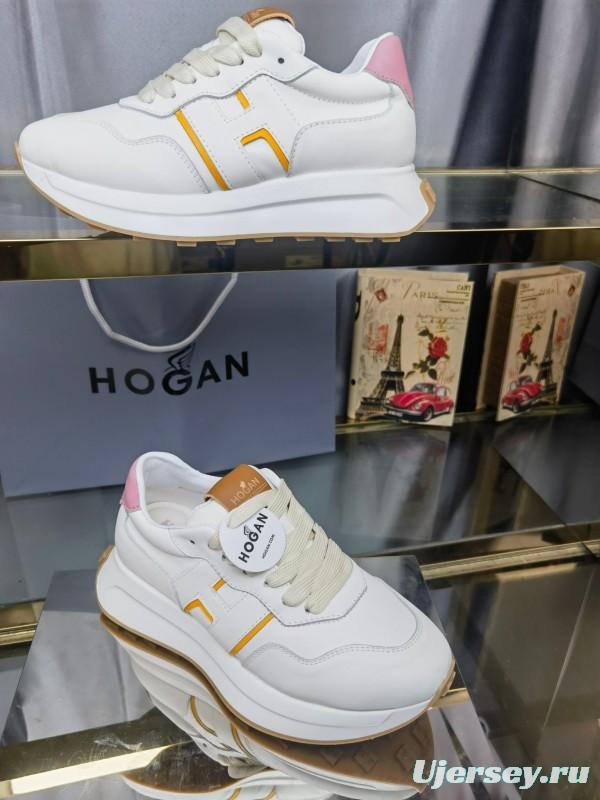 2025 Women HOGAN White Pink Leather Sneakers LY00360