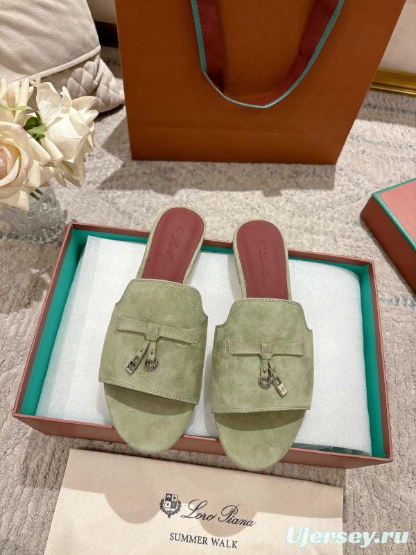 2025 Slippers LP Light Green Suede Slippers