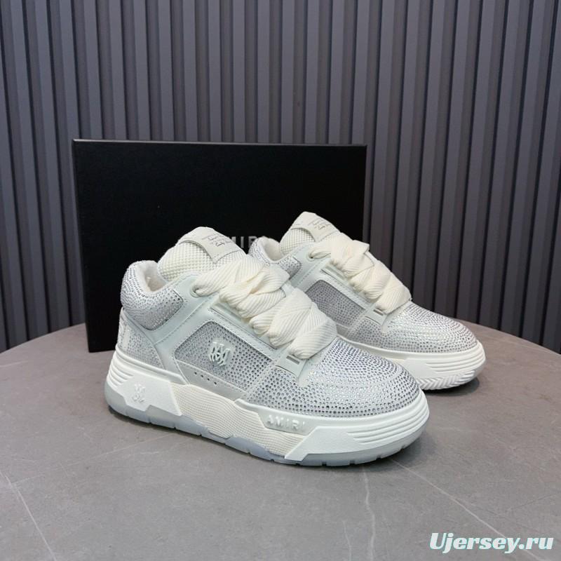 2024 Unisex Amiri White Mesh Leather Sneakers MJ00410