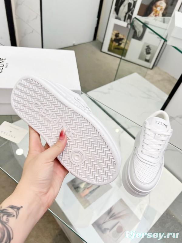 2025 Women CELINE White Leather Sneakers