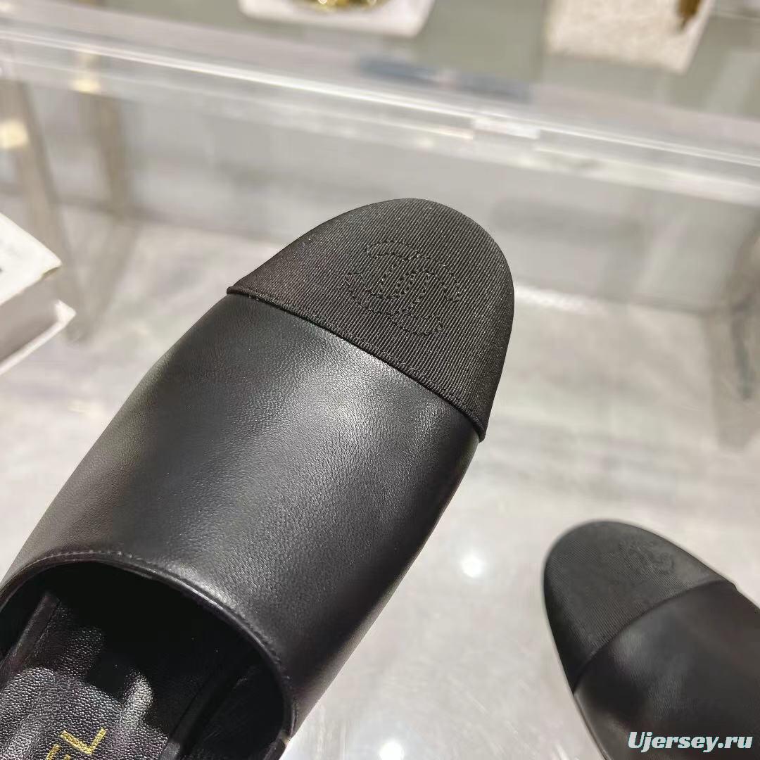 2025 Women Chanel Black Leather Slingback Heels LY00300