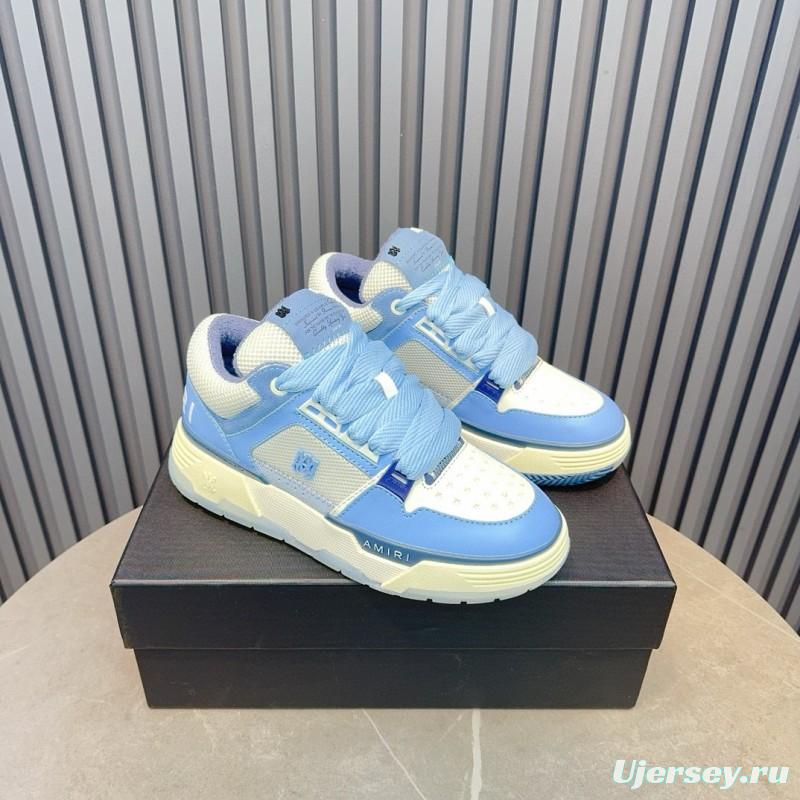 2024 Unisex Amiri Blue White Mesh Leather Sneakers MJ00360