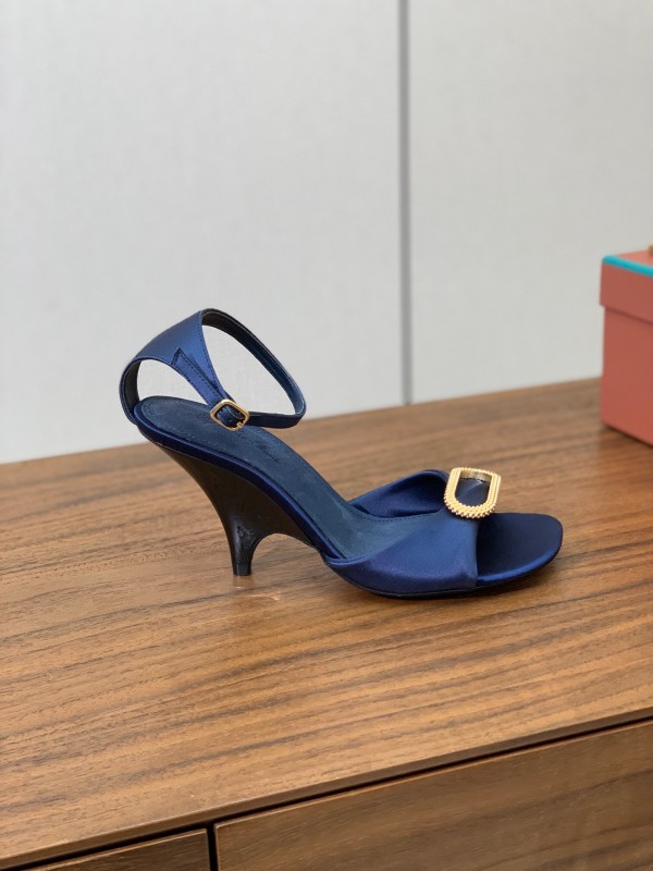2025 Women Le Parmentier Navy Silk Sandals KFY00280
