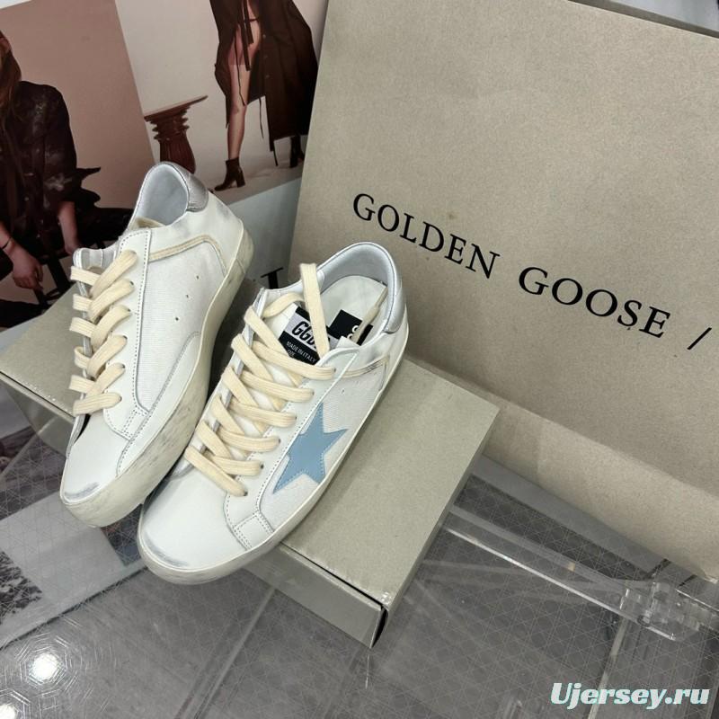 2025 Women GGDB White Light Blue Leather Suede Sneakers