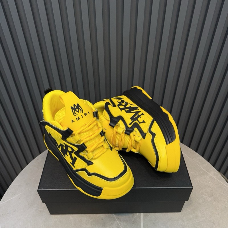 2024 Unisex Amiri Yellow Black Leather Sneakers MJ00410