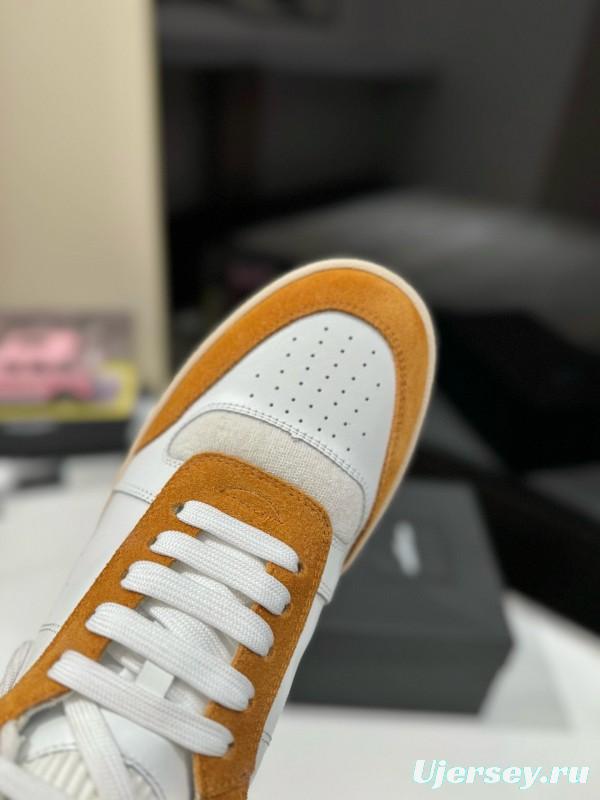 2024 Unisex Yves Saint Laurent White Orange Leather Sneakers MJ00390