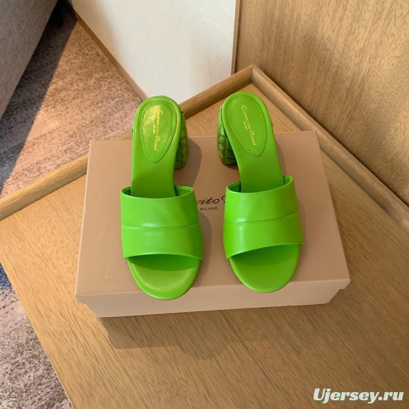 2025 Women Gianvito Rossi Green Leather Slippers KFY00260