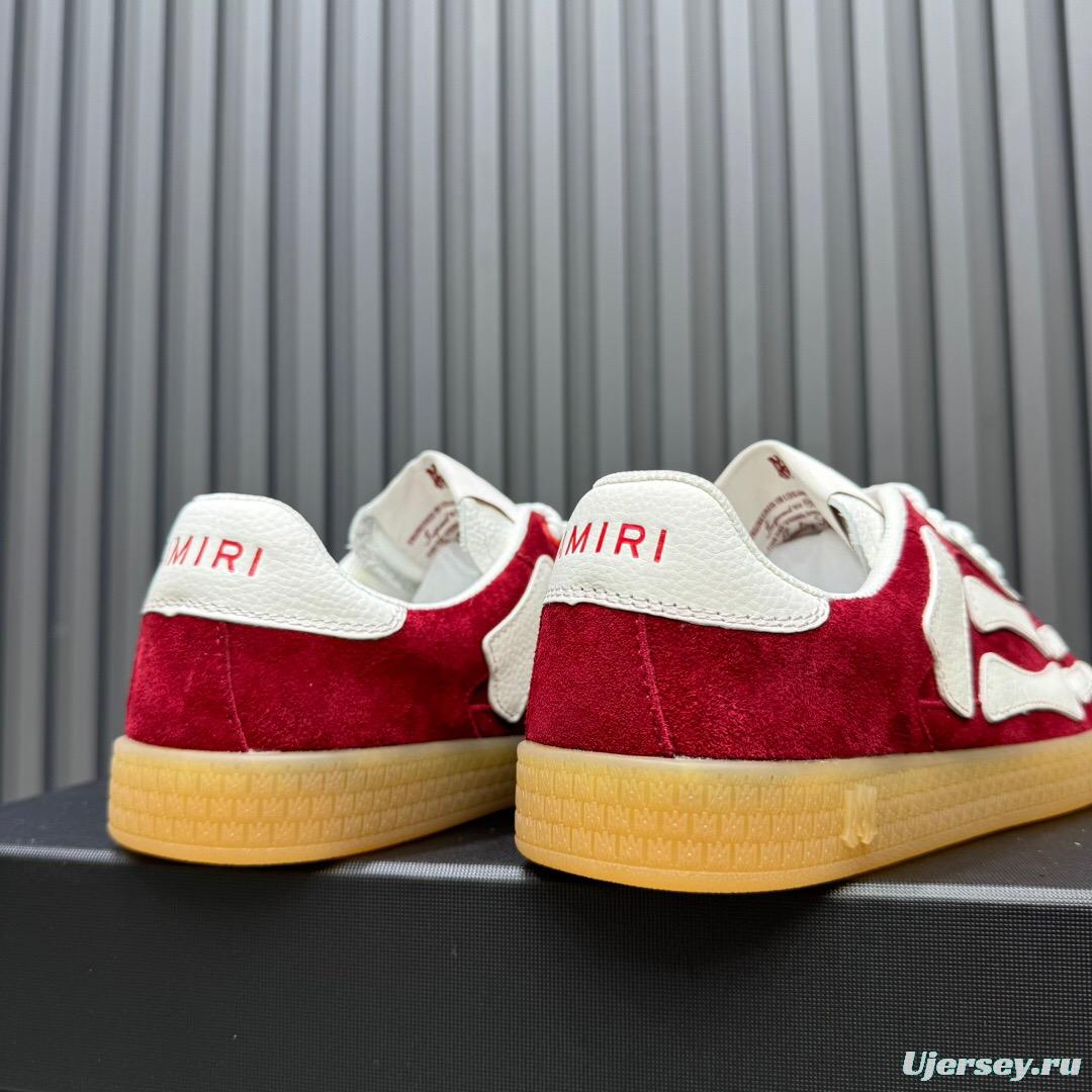 2025 Unisex Amiri Red White Suede Leather Sneakers Skeleton Pattern LY00280