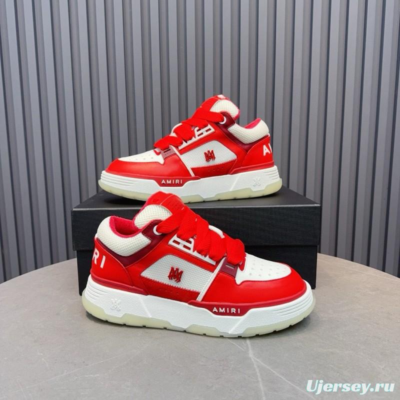 2024 Unisex Amiri埃米尔 Red White Leather Mesh Sneakers MJ00360