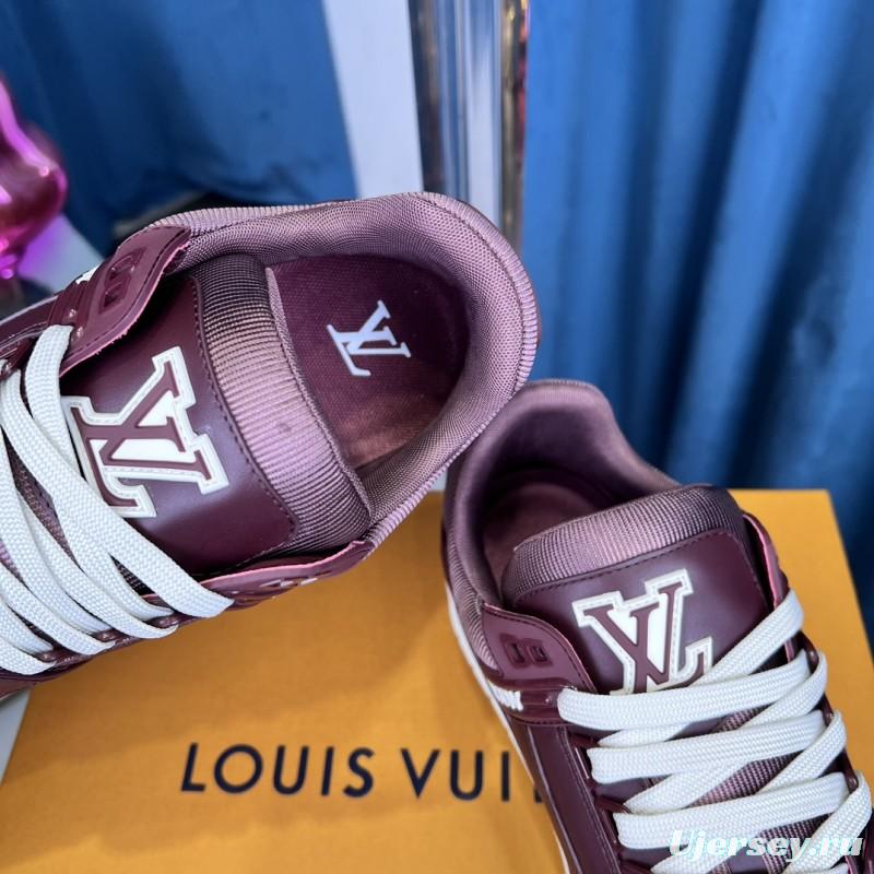 2025 Unisex Louis Vuitton Purple White Leather LV Trainer