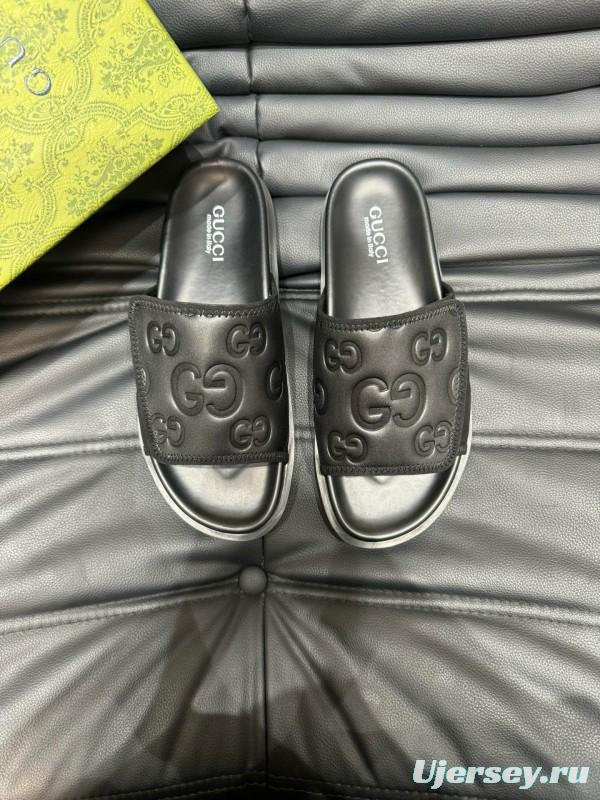 2024 GUCCI Black Leather Slippers MJ00200