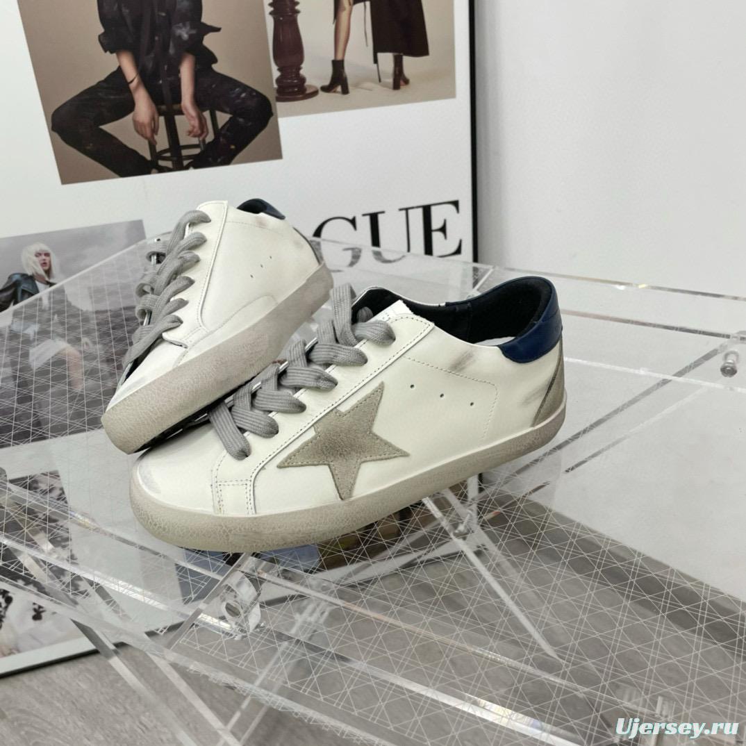 2025 Unisex GGDB White Grey Navy Leather Sneakers