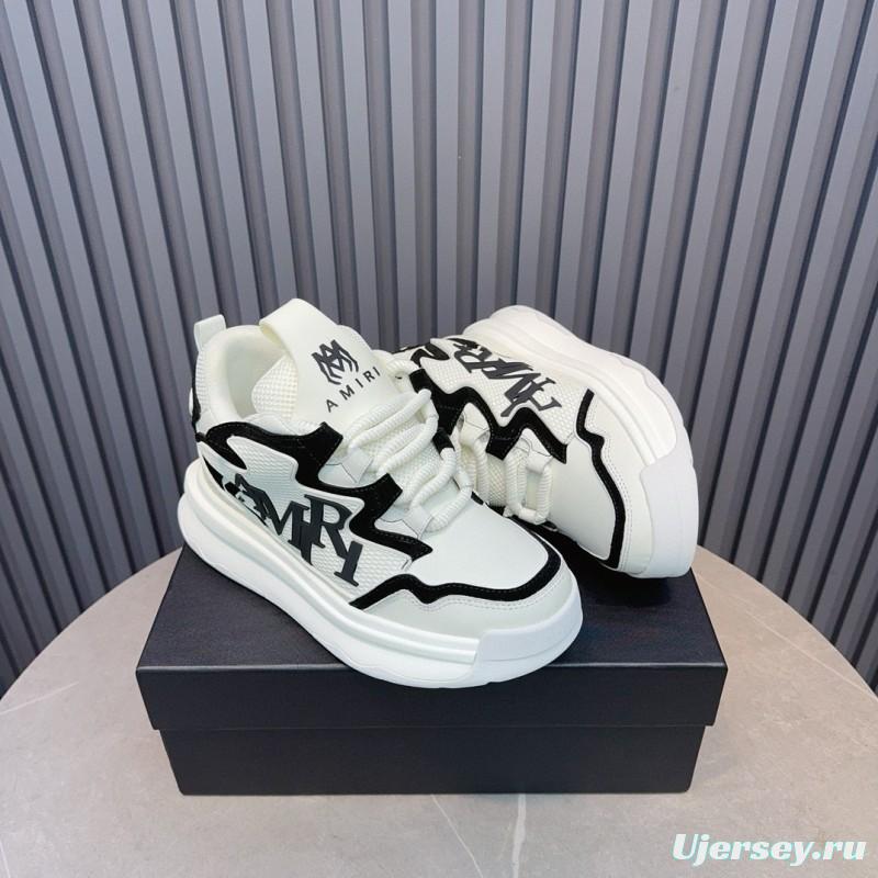 2024 Unisex Amiri White Black Mesh Leather Sneakers MJ00410