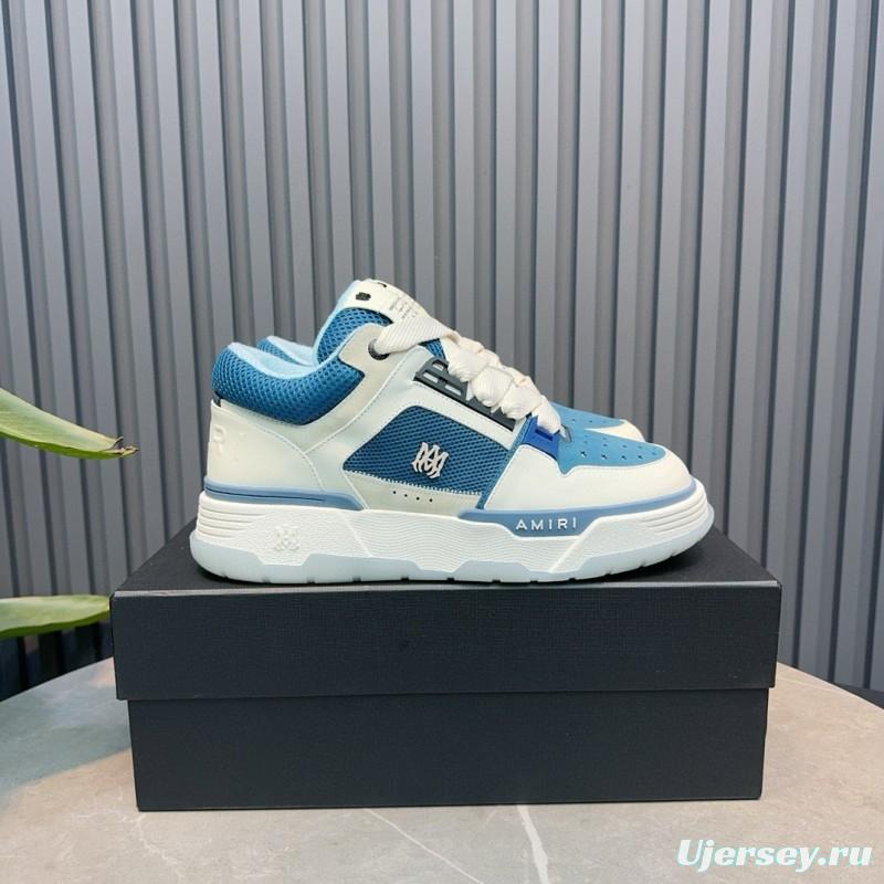 2024 Unisex AMIRI Blue White Leather Mesh Sneakers MJ00360