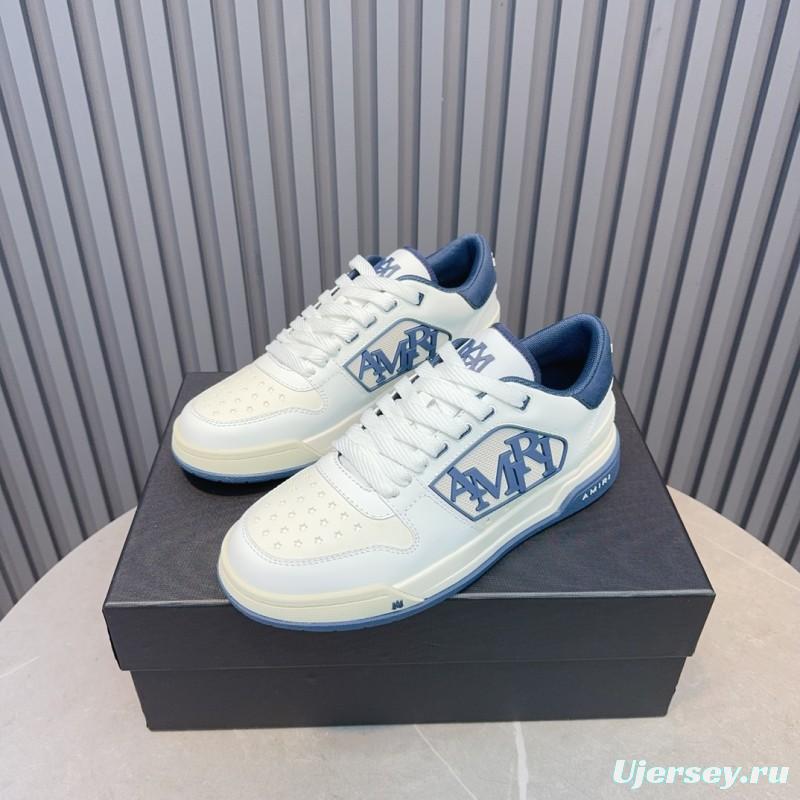2025 Unisex Amiri White Blue Leather Sneakers MJ00360