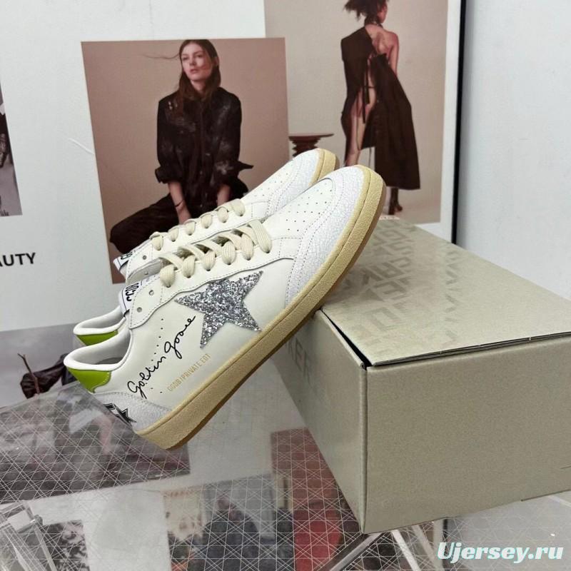 2024 Unisex GGDB White Silver Glitter Leather Sneakers MJ00260