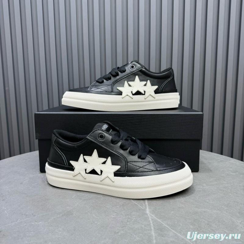 2024 Unisex Amiri Black White Leather Sneakers MJ00300