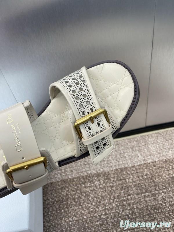 2025 Women Dior Beige Calfskin Leather Slippers KFY00300