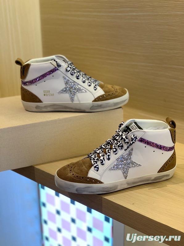 2024 Unisex GGDB White Brown Suede Leather High Top Sneakers MJ00300