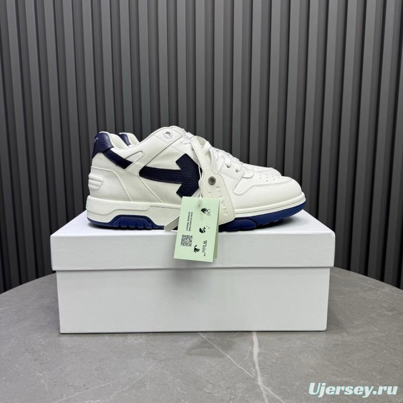 2025 Unisex Off-White White Navy Leather Sneakers KFY00310