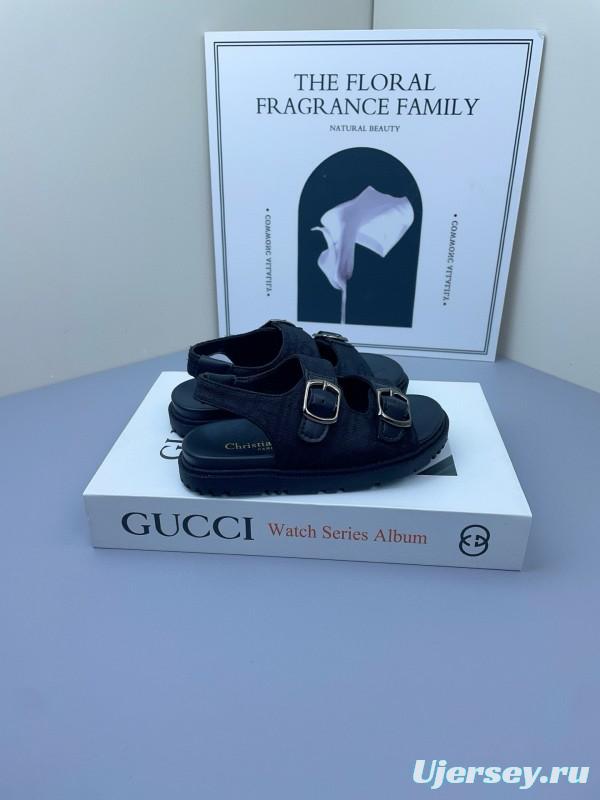 2025 Kids Gucci Black Leather Sandals