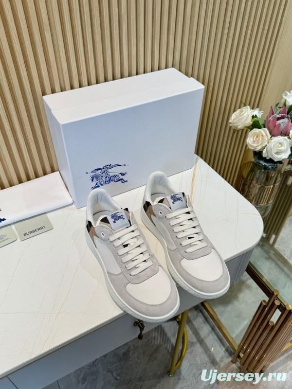 2024 Men Burberry White Beige Classic Cotton Casual Shoes MJ00320