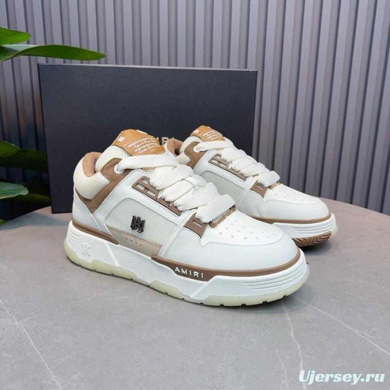 2024 Unisex Amiri White Beige Leather Mesh Sneakers MJ00360