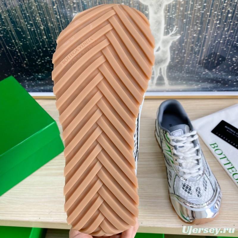 2025 Unisex Bottega Veneta Silver Mesh TPU Runner Sneakers Lightweight Geometric LY00310