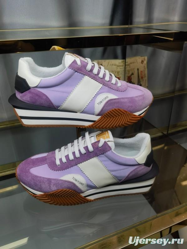 2025 Unisex TOM FORD Purple White Suede Leather Sneakers LY00360(F)/LY00370(M)