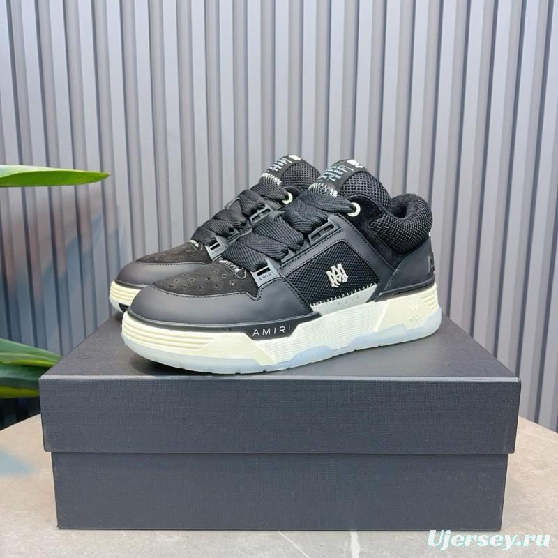 2024 Unisex Amiri Black Mesh Leather Sneakers MJ00360