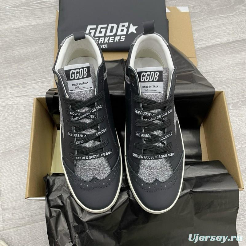 2024 Unisex GGDB Black Silver Leather Glitter High Top Sneakers MJ00300