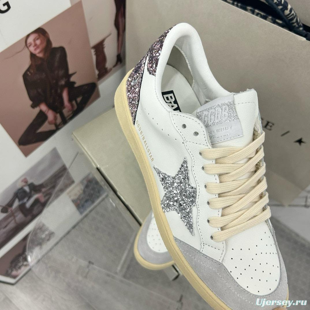 2024 Unisex GGDB White Silver Glitter Leather Suede Sneakers MJ00260