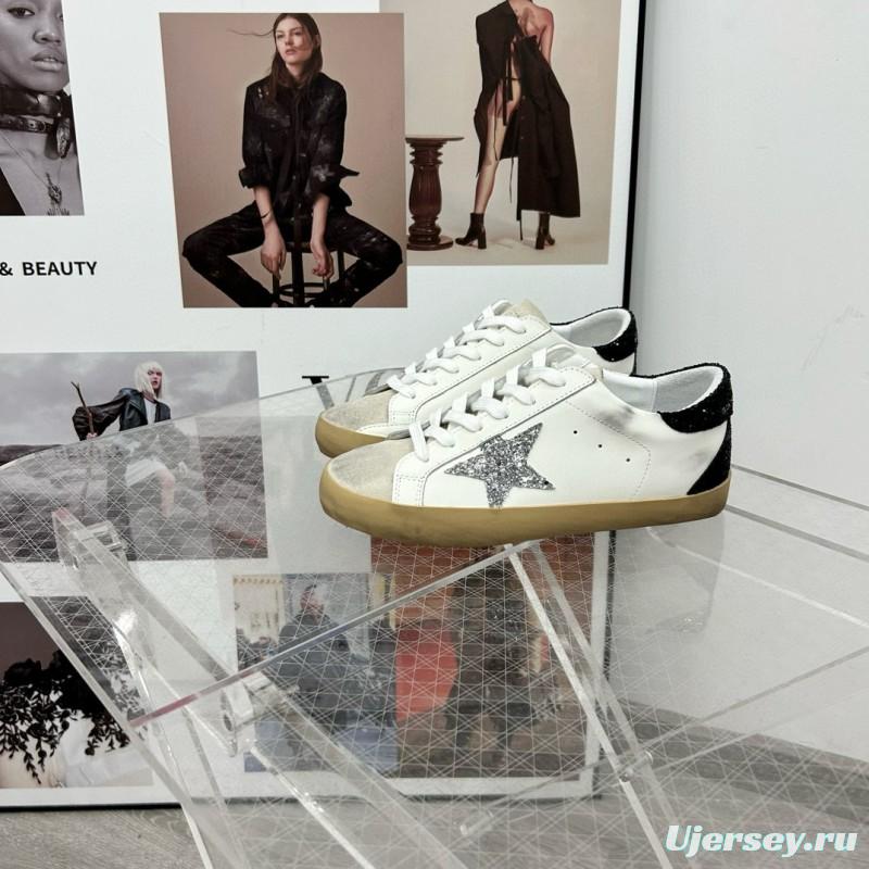 2025 Women GGDB White Black Silver Leather Suede Sneakers
