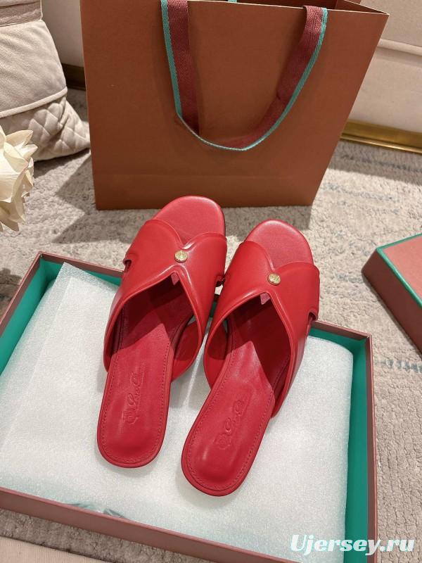 2025 Slippers LP Red Leather Slippers LY00270