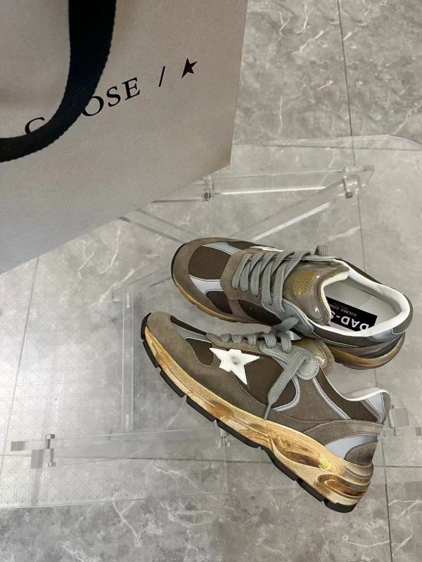 2024 Unisex GGDB Brown Grey Suede Mesh Sneakers