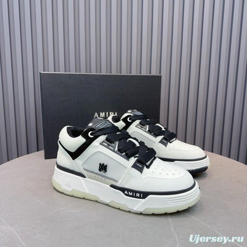 2024 Unisex Amiri Black White Leather Sneakers MJ00360