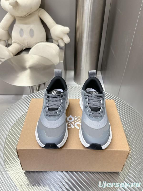 2025 Women Loewe Grey Mesh Leather Sneakers CloudTec Phase
